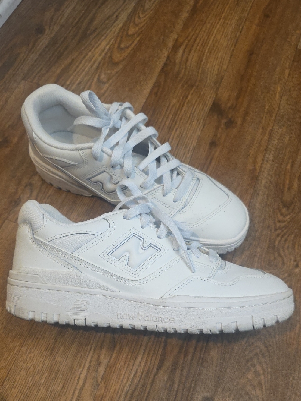 New Balance White Low-Top Leather Sneakers
